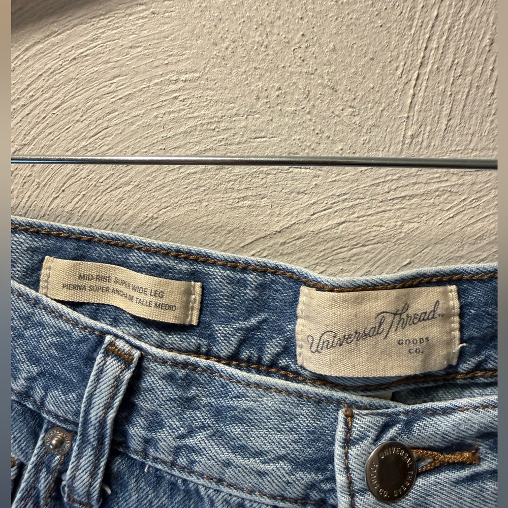 Universal Thread Baggy Wide Leg Jeans 100% Cotton High Rise Y2K Denim Size 14 - Picture 4 of 6